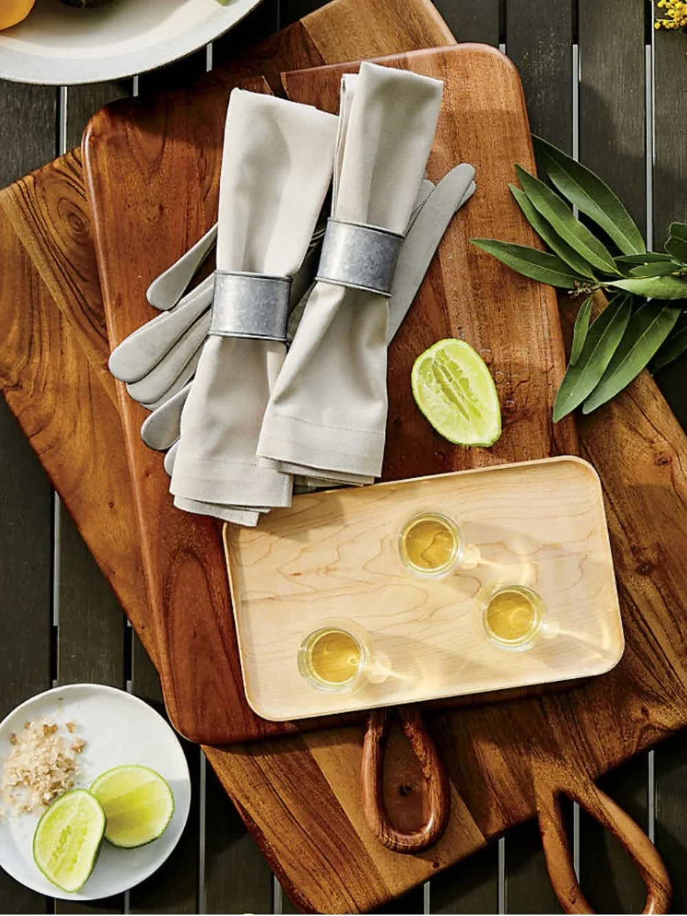 Crate & Barrel Galvanized Napkin Rings ~ ( Set of 6 )